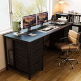 63 inch Office Desk with 6 Fabric Drawers & File Cabinets, Work from Home Computer Desk with Hidden Storage Stand