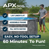 Bestway APX 365 16' x 48" Above Ground Pool, Round Metal Frame Outdoor Swimming Pool Set with Sand Filter Pump, Ladder, and Cover, Dark Marble