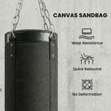 Soozier Punching Bag with Stand for Adults, 72.8"-90.9" Height Adjustable Freestanding Boxing Stand with Canvas Sandbag, Stable Triangular Base and 1" Weight Plate Storage for Home Gym MMA, Black