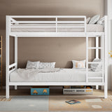 nesture. Bunk Bed Twin Over Twin, Heavy Duty Metal Bunkbeds with Ladder and Full-Length Guardrail, Space-Saving Steel Bed for Kids & Adults, No Box Spring Required, White