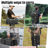 LIWSHWZ Fishing Tackle Backpack with Rod Holders,20L Lightweight Fishing Bag Storage Tackle Box Backpack for 3600 or 3700 Trays,Water Resistant Tackle Bag with Four Pockets (8.66” x 5.90” x17.52”)