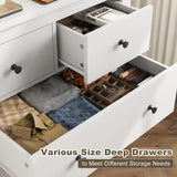 EnHomee 10 Drawer Dresser for Bedroom, Large Dressers & Chests for Bedroom,Modern White Wood Dresser for Clothes and Office Supplies, Multifunctional as TV Stand, Entryway Organizer Storage Cabinet