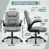 Leather Office Chair, PU Home Computer Desk Chairs with Ergonomic Back Support, 360°Swivel Free