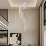 BESTWEST 118" Modern LED Chandelier, 25-Lights Dimmable High Ceiling Large Hanging Lighting Fixture for Loft Villa Living Room Stairs Foyer (Black, 25-Lights 15.7in)