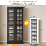 Tribesigns Tall Shoe Cabinet Set of 2, 8-Tier Shoe Storage with Adjustable Shelves, Modern Shoe Organizer Shoe Rack Cabinet for Entryway, Hallway, Closet, Living Room, Black