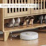 SnyFivv Shoe Cabinet, 43.9" Tall Shoe Storage Cabinet with 2 Doors & Drawer, Freestanding Shoe Organizer Cabinet with 3 Adjustable Shelves, Wooden Shoe Rack Organizer for Entryway, Hallway (Wood)