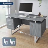 Techni Mobili Office Desk with Storage Drawers and Cabinet 51.25” W - Modern Office Desk with Large Floating Desktop Surface