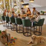 Ollega 26" Green Counter Height Bar Stools Set of 6, Anti-Pinch Swivel