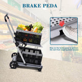 Collapsible Shopping Cart on Wheels, Folding Shopping Cart with 360° Swivel Wheels, Multi Use Utility Cart