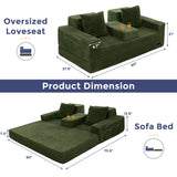 MAXYOYO Sofa Bed, 80-Inch Oversized Boneless Loveseat, 2 Cup Holders