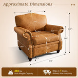 LegacyAmerhome Single Sofa Chair, Faux Leather Nailhead Armchair, Rolled Arm Accent Chair for Living Room, Wood Legs, Traditional Single Couch Chair for Apartment, Farmhouse (Brown, Set of 2)