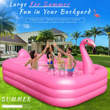 Inflatable Pool with Lights, Solar Flamingo Swimming Pool for Kids,Adults Inflatable Blow up Pool, Large Kiddie Pool,Durable Thickened Kids Pool for Backyard,Outdoor,100"X63"X20"-Bright Pink