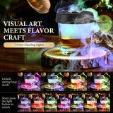 Electric Whiskey Smoker Kit with 7 Light Modes,Rechargeable Cocktail Smoker with 10 Natural Wood Chips,Food-Grade Stainless Steel Ice Cubes & Mold