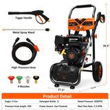 Ezasin Gas Powered Pressure Washer 3500 PSI - 2.3 GPM Heavy Duty High Power Washer,212CC 7HP Engine with 25Ft Pressure Hose, Axial Aluminum Pump, Soap Tank, 4 Quick Connect Nozzle (Coral)