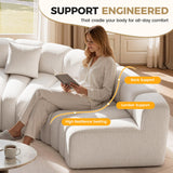 Oversized Curved Sofa, 6 Seater Modular Velvet Cloud Couch