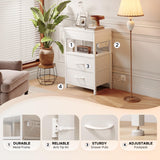 Nightstand Bedside Table Hidden Drawer - Night Stand with Charging Station and Sliding Top Storage, Bed Side Table with 2 Fabric Drawers, Modern Nightstand for Bedroom Dorm Living Room, White