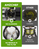 Juicer Machines - AMZCHEF Cold Press Masticating Juicer whole Fruit and Vegetable - Delicate Chew No Need to Filter - BPA Free Juice Extractor with 2 Cups and Brush- Pear White