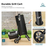 MFSTUDIO Vertical Offset Smoker Charcoal Grill,Extra Large BBQ Barrel Grills and Drum Smoker Combo with hanging racks and 5 removable grates