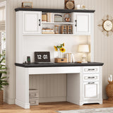 Computer Desk with Hutch and 3 Drawers, 47.2" Executive Office Desk with Storage Drawers