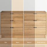 Prepac Simply Modern 6-Drawer Double Dresser for Bedroom, Chest of Drawers, Modern Bedroom Furniture, 52.5” Wide x 16” deep x 29.5” Tall, Oak