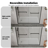 GarveeLife Double Sliding Shower Door 56-60 Inch W×72 Inch H Framed – Matte Black Aluminum Frame Bypass Shower Door with 8mm Tempered Glass, Easy Clean Coating for Bathroom