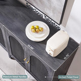 IFGET 92.63" W Modern Arch Sideboard Buffet Cabinet with Storage, Dark Grey