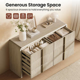 ModernMate Fluted 6 Drawer Dresser for Bedroom, 53.2" Wide Chest of Drawers, Modern Storage Cabinet with Anti-Tip Design, Wood Clothes Organizer with Metal Handles, Grey