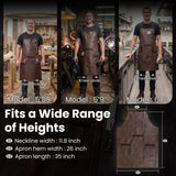 SYOKAMI Synthetic Leather Chef Cooking Apron for Men, Cross Back Apron for All-Day Comfort, Waterproof Apron with Multiple Pockets, Great for Kitchen, Garden, BBQ, Butcher Work or Crafts, Ideal Gift