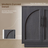 Hotmeily 30.7" Tall Arched Entertainment Center,Black Grey Oak