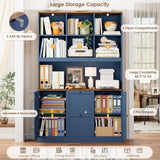 72'' Tall File Bookcase with Power Outlet & Printer Stand, 2 Filing Drawers