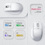 Keychron M6 8K Wireless Gaming Mouse, 2.4G/Bluetooth/Wired, PixArt 3950 Sensor, 8000Hz Polling, Silent Clicks, 5 On-Board Memory Profiles for Plug & Play, Programmable for Mac/Win/Linux – White