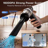 helloleiboo Handheld Car Vacuum Cleaner 16000PA Car Vacuum Portable Cordless 120W High Power 4-in-1 Mini Vacuum Cleaner Rechargeable & Air Duster Multi-Nozzles for Home Office Pet（Black）