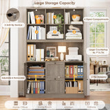 HIFIT 72'' Tall File Bookcase with Outlet & Printer Stand, 2 Filing Drawers