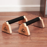 Push Up Stand, 2 PCS Wood Parallettes Bars, 9" Wooden Calisthenics Equipment, Handstand Blocks and Pushup Handles