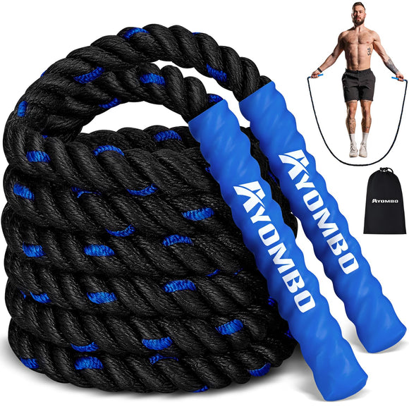 Jump Rope, Weighted Jump Rope for Fitness, 1 lb Heavy Jump Ropes for Men Women Kids, Battle Skipping Ropes for Exercise, Training Muscle Strength Speed Home Gym Workout Equipment Ayombo