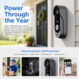 RITPOL Wireless Doorbell Camera No Subscription 1080P HD with Chime 2-Way Audio Voice Changer Night Vision 125° Wide Angle IP65 Waterproof 2.4G WiFi Easy Install Indoor Outdoor Smart Home Security