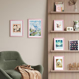 decorUhome Solid Oak Wood 8x10 Picture Frame, Display Pictures 5x7 with Mat or 8x10 without Mat, Wall & Tabletop Display Photo Frame, Pink, 1 Pack
