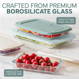 COOK WITH COLOR 8-Piece Deep Glass Baking Dish Set with Plastic Lids – Casserole and Food Storage Containers for Lasagna, Leftovers – Freezer-to-Oven, Microwave & Dishwasher Safe, Mint