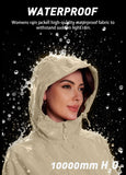 ATLASLAVA Women Rain Jacket Waterproof Raincoat with Hood Breathable Long Windbreaker Trench Coat Khaki XL