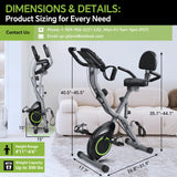 LINBOLUSA Indoor Exercise Bike for Seniors, 5 IN 1 Foldable Stationary Bike with 16-Level Magnetic Resistance and Tri-Position Ride, 300LBS Capacity, 5.5 LBS Flywheel, for Home Workout 817 Black LINBOLUSA