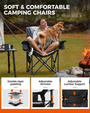 KingCamp Oversized Camping Folding Chair, Heavy Duty 450 LBS with Lumbar Support, Padded seat with Cup Holder&Cooler Bag, Ideal for Camp, Fishing, Sports Event, Backyard, Patio, Lawn