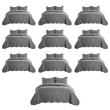 MOONLIGHT20015 Queen Quilt Bedding Set (90" x 96") - Bulk Pack of 10 Wholesale for Hotels, Guest Bedroom & Airbnbs - Lightweight Microfiber Reversible Embossed Quilts Bedspreads (Grey)