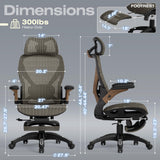 ELABEST X100 Ergonomic Mesh Office Chair with Footrest, Big and Tall Home Desk Chair with 5D Flip-Up Arms, Adjustable 3D Lumbar Support, Gaming & Executive Computer Chair (Coffee Break)