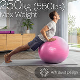 Core Balance Exercise Ball for Workouts, Anti-Burst and Slip Resistant, Swiss Yoga Ball for Pregnancy, Stability, Fitness and Physical Therapy, 4 Sizes, with Pump (33" / 85cm Pink)