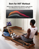 MERACH Foldable Wooden Rowing Machine, Water Electromagnetic Rower Machine for Home Use, Exclusive App Lifetime Membership, Patented Space Saver, MERACH Go Technology, 950 MERACH