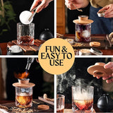 Whiskey Smoker Kit - Cocktail Smoker Kit With Torch, 2 Whiskey Glasses, 2 Ice Ball Makers, 6 Flavors Wood Chips - Old Fashioned