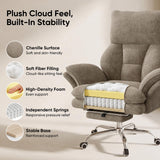 Cross Legged Office Chair with Footrest, Big and Tall Comfy Ergonomic Reclining Executive Chair Wide Seat with Flip-Down Armrests