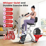 Foldable Exercise Bike with Elliptical Mode, 8-Level Magnetic Resistance Stationary Bike for Home, Quiet Indoor Fitness Bike for Cardio & Rehab Training, Adjustable Seat & Handlebar, 300LBS Capacity