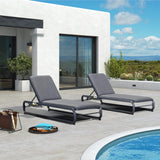 PURPLE LEAF 1 Piece Patio Chaise Lounge Luxury Heavy-Duty Dark Gray