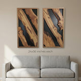 Natural Wood Framed Olive Wood Wall Art - Single Panel Solid Wood Decor for Living Room, Office, Bedroom & Entryway - Handcrafted Live Edge Hanging 16"x47"